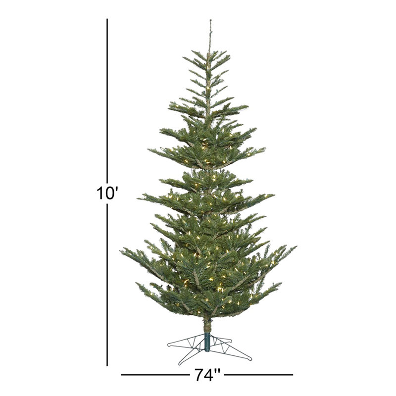Alberta Green Spruce Artificial Christmas Tree with LED with Stand, 10' H, Warm White LED