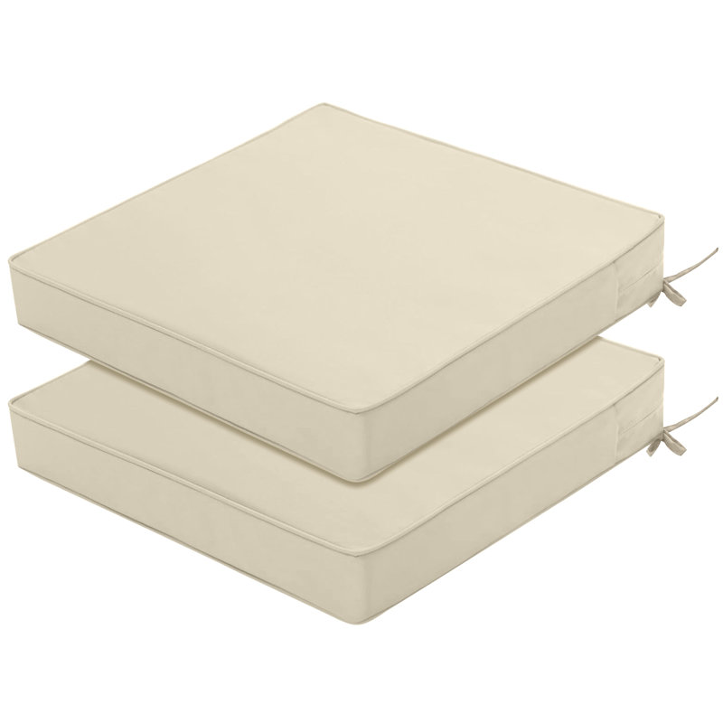 Outdoor Cushion Set (2-Pack) 18x18x4 Inch - Weather & UV Resistant, Fits Patio Lounge & Wicker Chairs, Beige, 18” W x 18” D