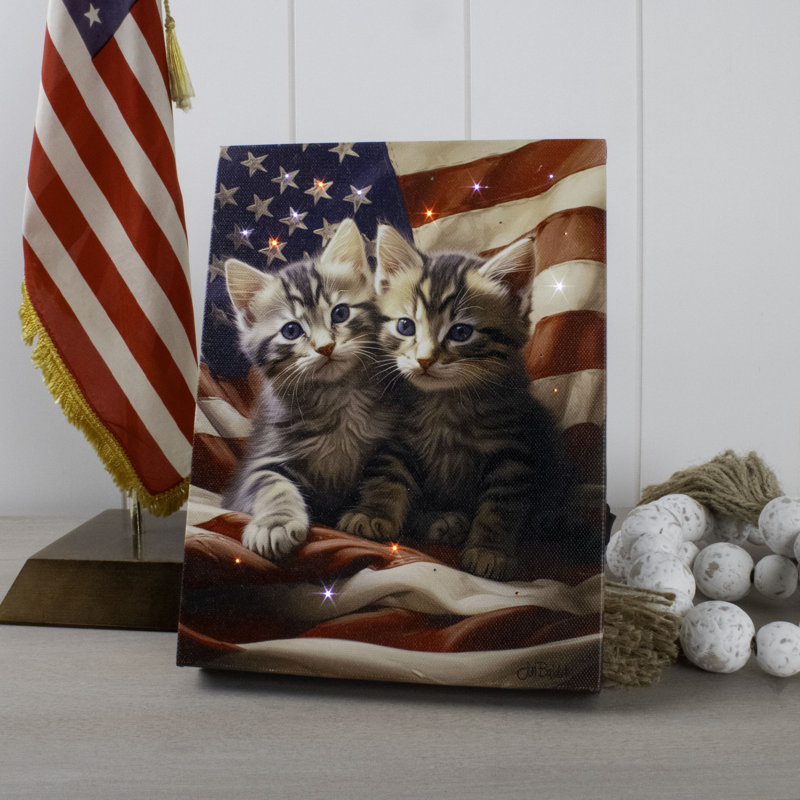 Patriotic Kittens 8X6 Lighted Tabletop Canvas