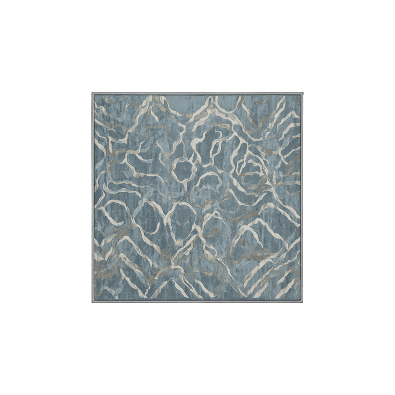 Machine Washable Gray Area Rug, Square 6'