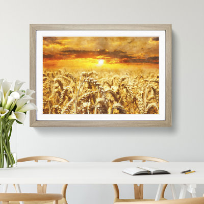 Wheat Field at Sunset Painting - Picture Frame Graphic Art