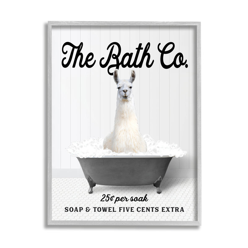 «Trinx Vintage Tub Llama», art de la giclée encadrée par lettré et doublé, H 20 po x l 16 po x P 1,5 po