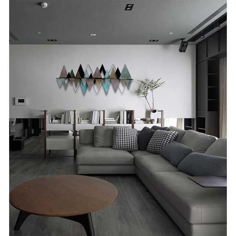 Décoration murale moderne en fer tridimensionnel pour le salon, 31.5" H x 70.87" W x 1.57" D