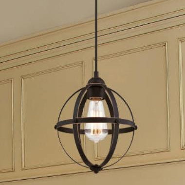 Luminaire suspendu sphère 1 lumière Genna, Bronze huilé
