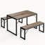 Ensemble de table de salle à manger 45,5 po pour 4 personnes, ensemble de table de cuisine avec 2 bancs, ensemble de table de salle à manger avec structure en métal et panneau de fibres à densité moyenne, coin-repas peu encombrant-746919456-771248274-746919459