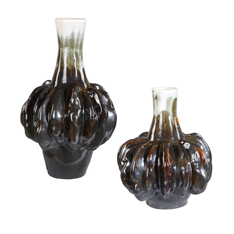 Uttermost Umbrian White & Brown Gourd Vases
