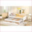 Lit plateforme simple en pin massif avec lit gigogne Tiroirs - Aucun sommier requis, blanc pour chambres à coucher / chambres d'amis