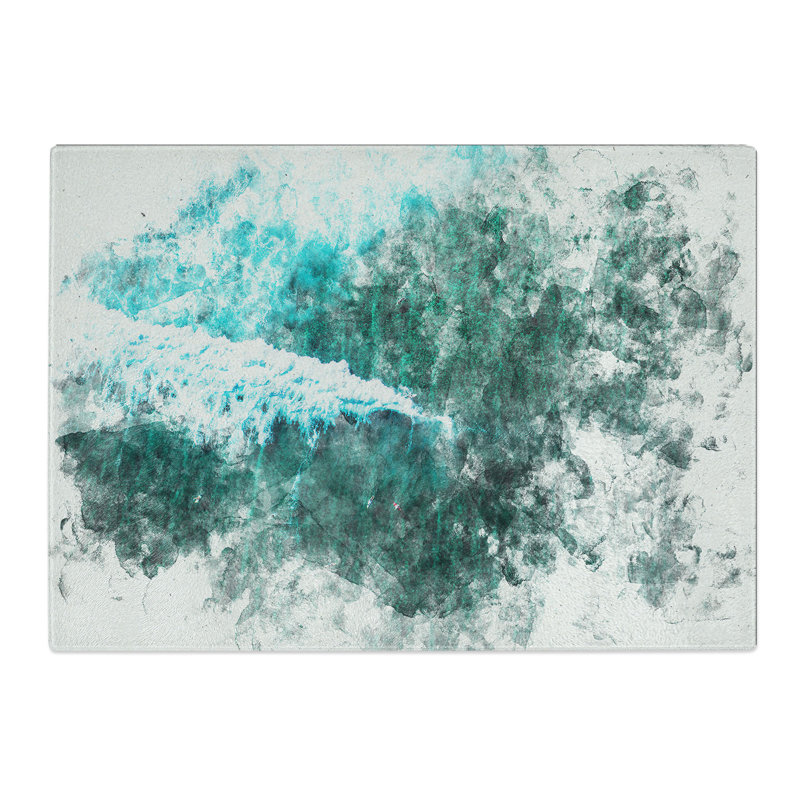 Tempered Glass Surfers in the Ocean Chopping Board, 28.5 cm x 39 cm