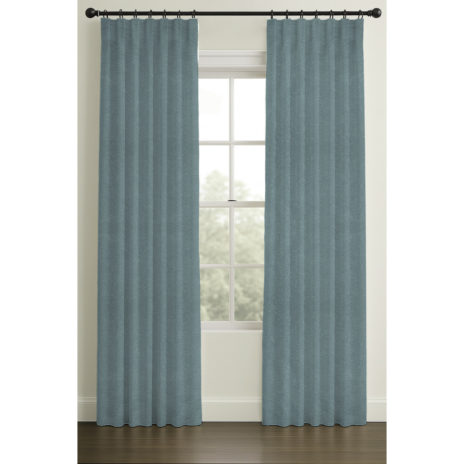 Inverted Pleat Single Lining Cotton Matelesse, 33" W x 96" L, Blue