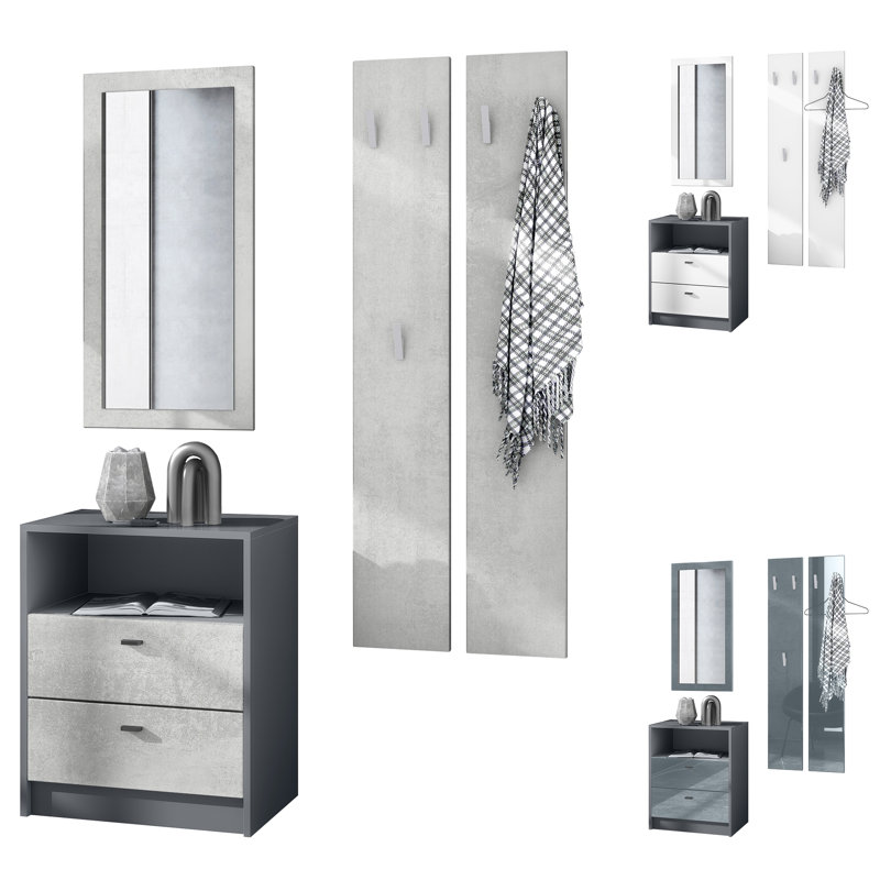 Laimdota 6 Pieces Hallway Set, Matte Anthracite/Matte White