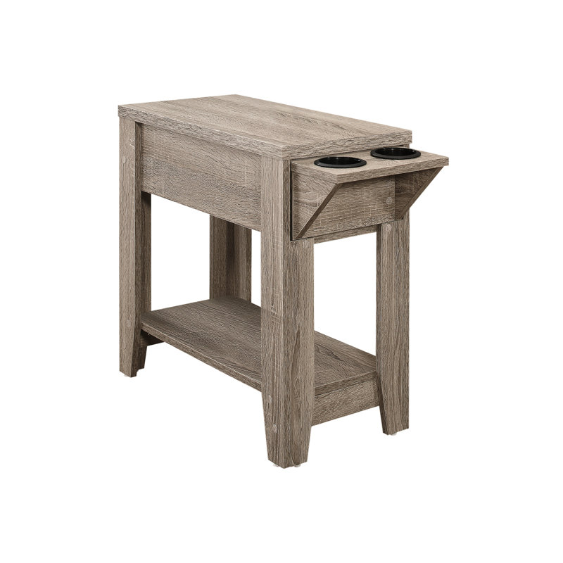 Table d'appoint stratifié taupe foncé, optimisant la capacité de rangement dans le salon et la chambre à coucher, idéal pour les espaces compacts avec