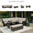  Evolo 111.5'' Wide L-Shaped Patio Sectional Set with Cushions & Bench