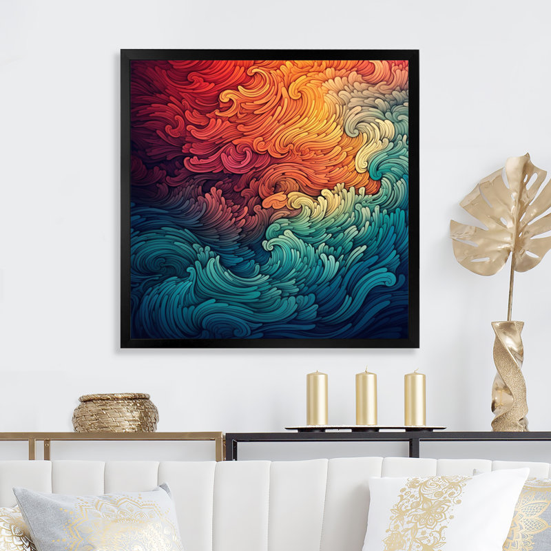 Exploration des profondeurs du marbre noir V sur toile, Cadre photo noir, H 16 po x l 16 po x P 1 po