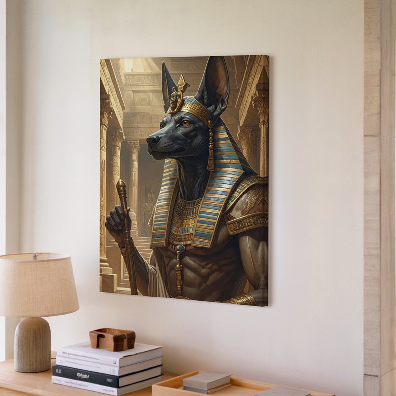 Art mural mural, temple égyptien Anubis, H 9 po x l 12 po