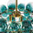 3-Light Gradual Teal Glass Bubble Globe Chandelier
