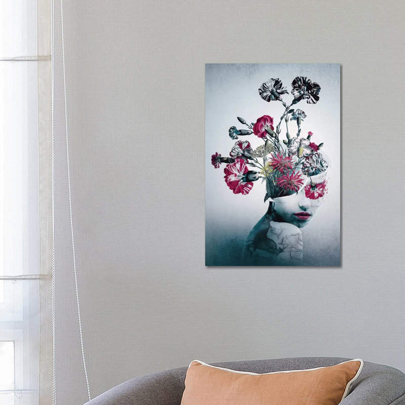 Esprit de fleurs Riza Peker, H 26 po x l 18 po x P 1,5 po, Pas de tapis, Toile avec cadre noir