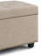 Banc de rangement avec repose-pieds clouté rectangulaire en tissu aspect lin de 48 po Hamilton-61342499