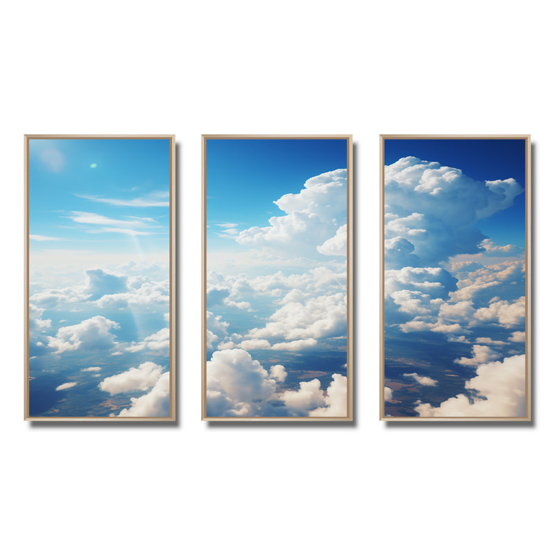 Toile panoramique Horizon III - art mural Sky, Cadre flottant brun, H 40 po x l 61 po x P 1 po