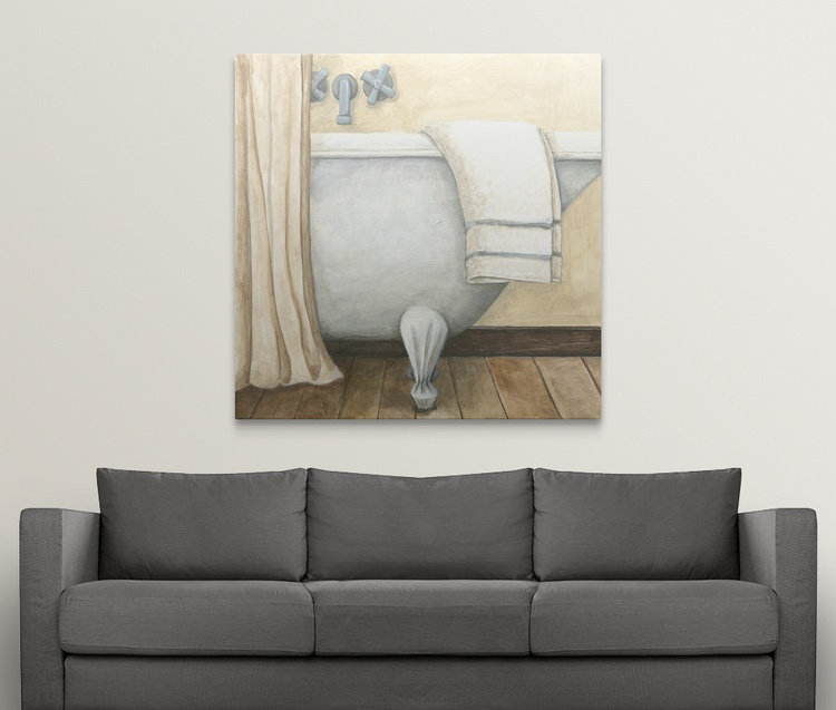 Contemporary Bath " Contemporary Bath I " by Megan Meagher, 24" H x 24" W x 1.5" D, Canvas