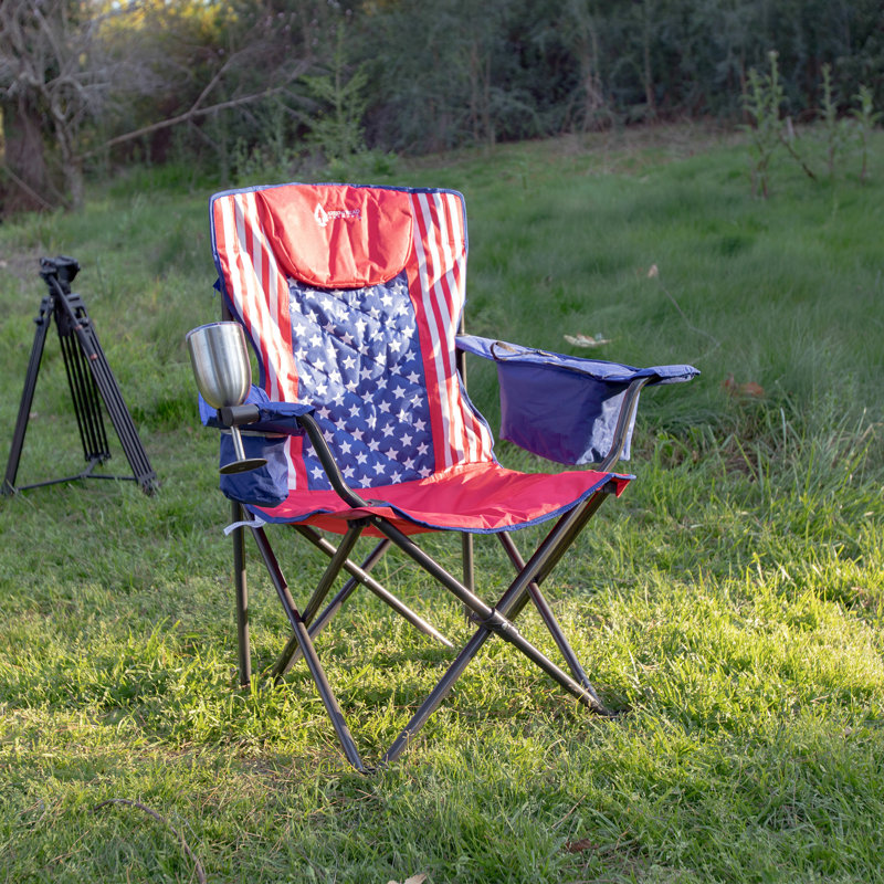 Folding Camping Chair, Red/White/Blue