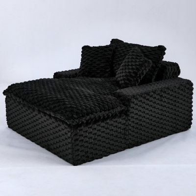 Oversized Loveseat – 51” Long, 3-Position Sofa, Soft Velvet Cushions, Cream & Black Color Options, Space-Saving Design