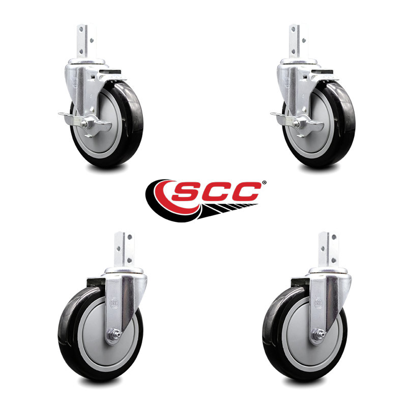 4 Piece Polyurethane Caster Set, Black
