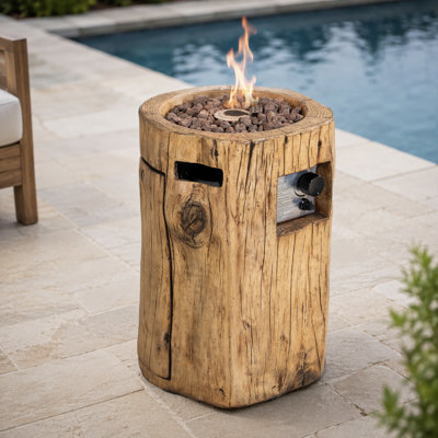 Colonne de feu ronde sans fumée au propane, 63,5 cm (H) x 43,2 cm (L), avec réservoir de carburant dissimulé