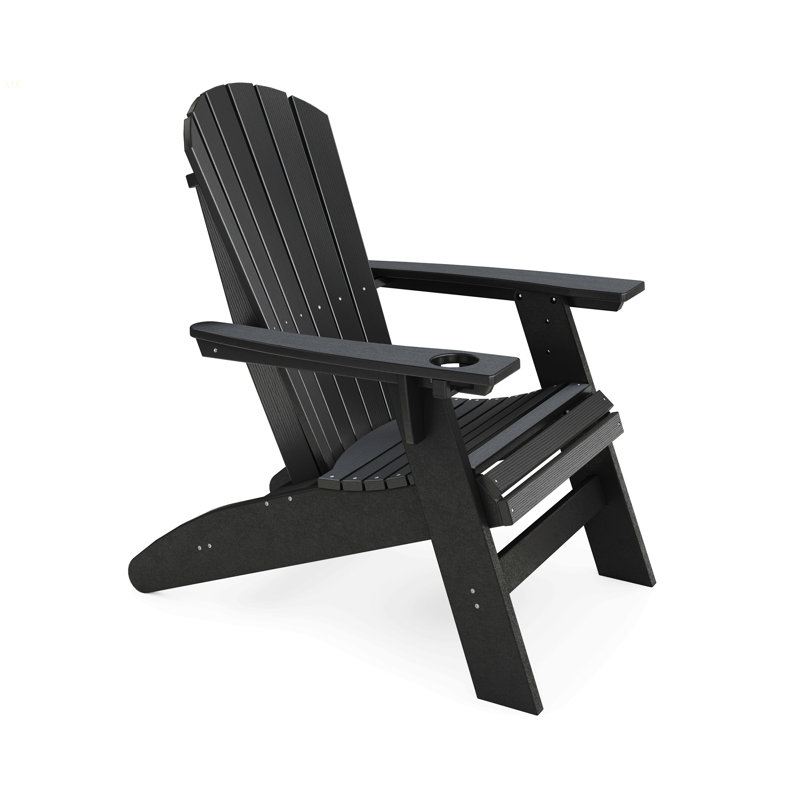 Black Adirondack Chair – Sturdy HDPE Poly Lumber For Poolside, Patio, And Garden Relaxation, Black
