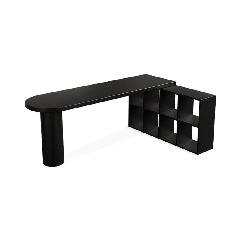 Black L-Shaped Solid Wood desk, 29.53" H x 86.61" W x 23.62" D, Right Hand Return
