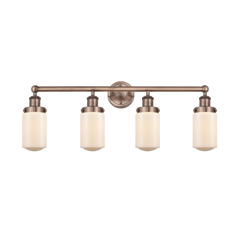 Éclairage pour meuble-lavabo à intensité variable à 4 lumières Erkson, Blanc mat, Cuivre antique