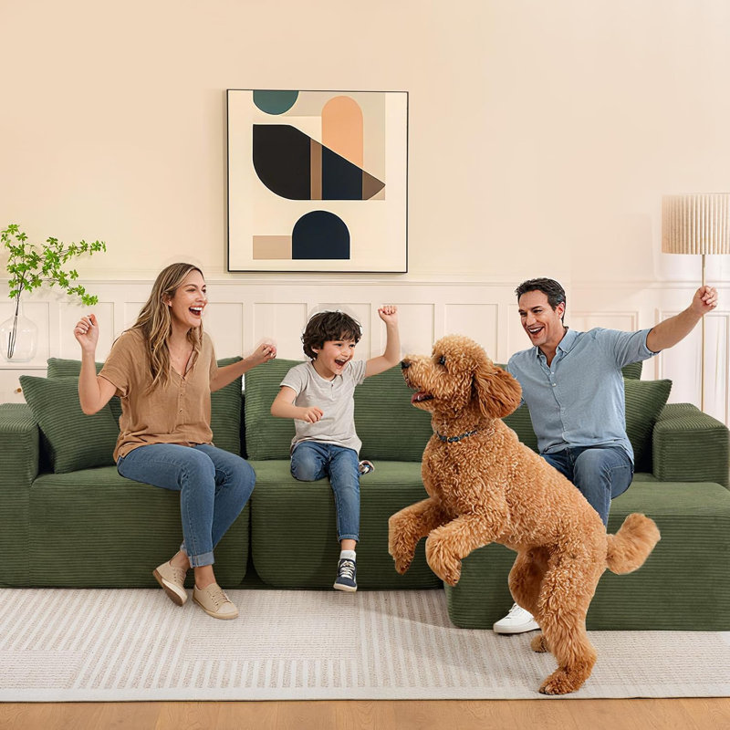 Cottle Boneless Sofa,108" Cloud Couch Sectional, Boneless Modular Sectional Sofa, Deep Seat Sectional Modular Couch For Living Room