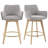 Lovetro Swivel Full Back Arms Upholstered 25.8"H Counter Stool with Solid Rubberwood Frame and Gold Footrest-565308807