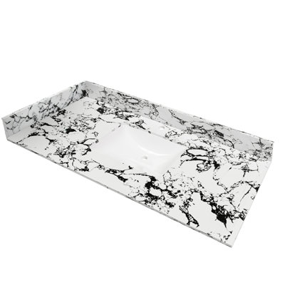 22-Inch × 4-Inch Bathroom Sink Side Splash, Suitable For Bathroom Vanity Sink Top Sizes, Engineered Marble Stone Side Splash, Panda White.