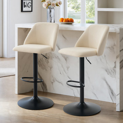 Swivel Upholstered Adjustable Height Counter & Bar Stool With Footrest