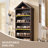  Modern Triangular-Top Slanted Arch Shoe Rack, 75.9" Tall Open Display Bookshelf Storage Cabinet, Five-Tier Geometric Wide Cabinet with Adjustable Shelves-1990313594-2011242891