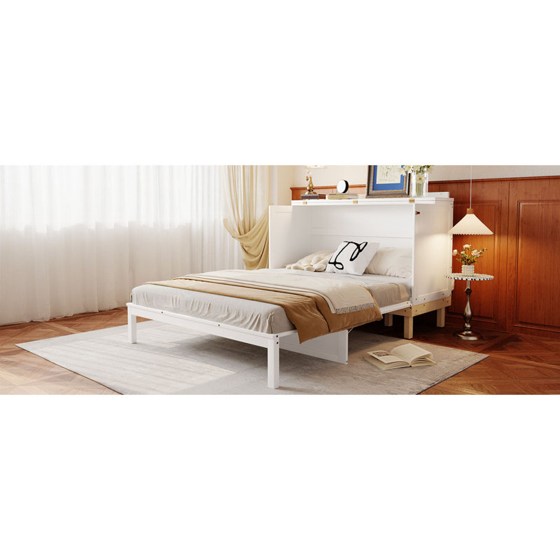 Queen Size Murphy Bed, White, White
