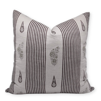 Fabdivine Urban Flag Handmade Block Print Linen Pillow Cover Modern Boho Artisan Décor- 18X18 Inch