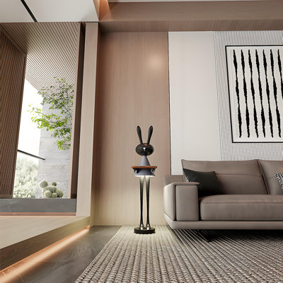 Luxury Black Rabbit Floor Lamp, Decorative Ambient Light for Living Room Sofa Side