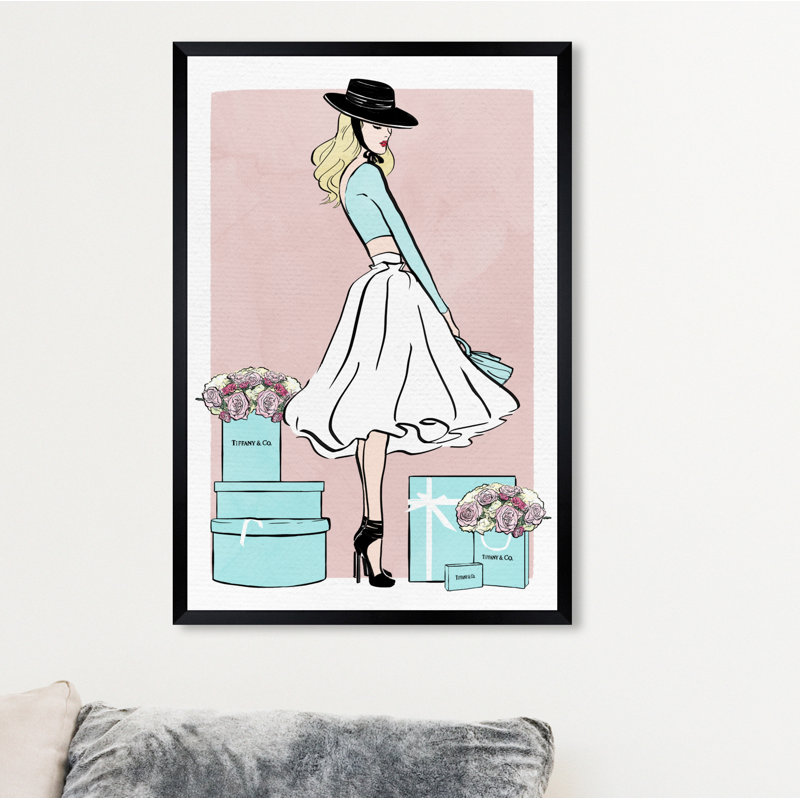«Floral Shopper Blush» par Oliver Gal - impression encadrée, H 26 po x l 18 po, Cadre photo
