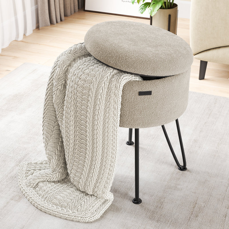 Table d'appoint moderne avec rangement, Noir, Boucle beige 