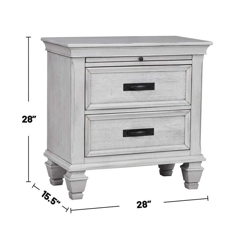 Ensemble de chambre avec grand lit 5 pièces en blanc antique 5 pièces, Grand