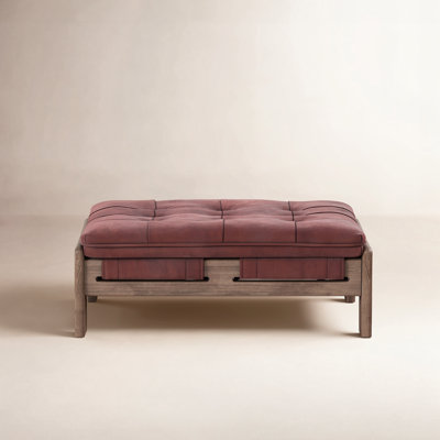 Marissa 27" Genuine Leather Ottoman
