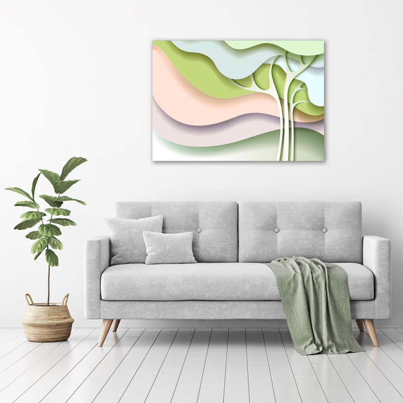Glass Print Wall Art 100X70cm Image Printed On Glass Decorative Wall Picture Behind Toughened / Tempered Safety Real Glass For Kitchen & Living Room Theme:Tree Abstraction
