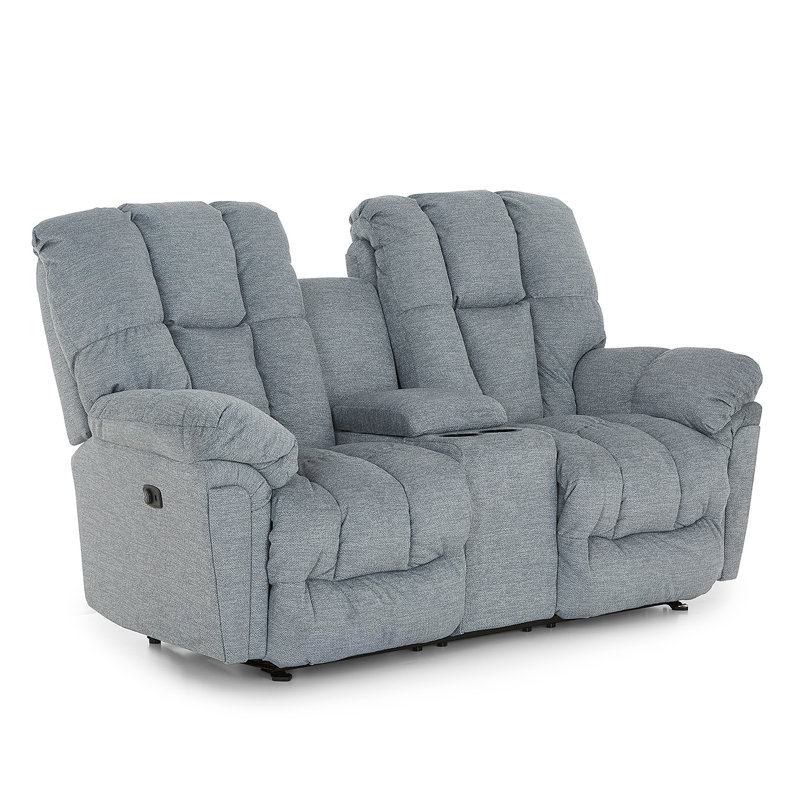 Upholstered 63'' Reclining Loveseat, Gray Polyester