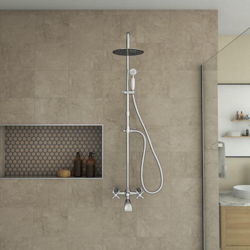 Abyss Exposed Wall Mount Shower Faucet Set with Hand Shower (Valve Included), Chrome
