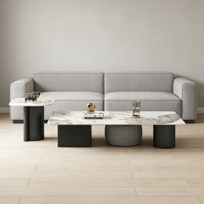 Modern Rectangle Home Slate Coffee Table Set
