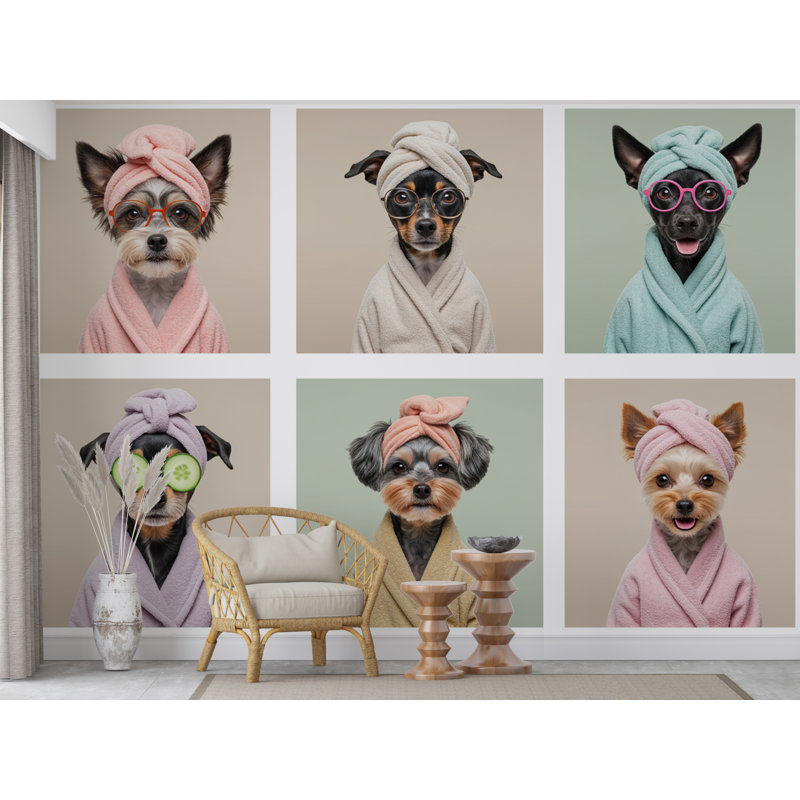 Papier peint pour salon de toilettage pour chien Spa, papier peint adhésif pour chambre de chien, L 120 po x l 80 po