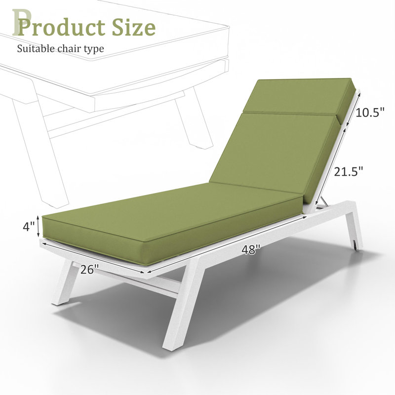 Coussin de chaise longue d'extérieur Wynee, L 25,8 po x P 79,75 po, Pois vert
