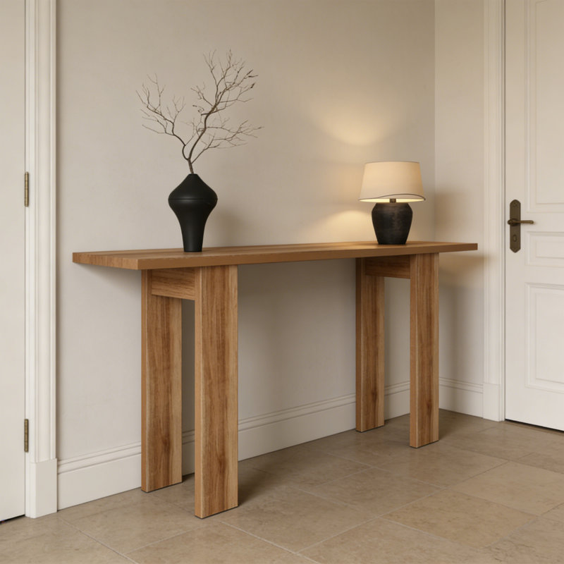 Console de hall d'entrée en bois de pin massif, H 31,5 po x l 39,37 po x P 13,78 po, Brun