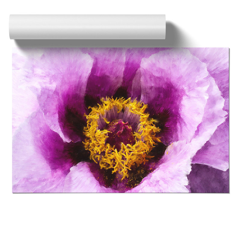 Purple Peony Flower Painting - Frameless Print, 21cm H x 30cm W x 0.1cm D